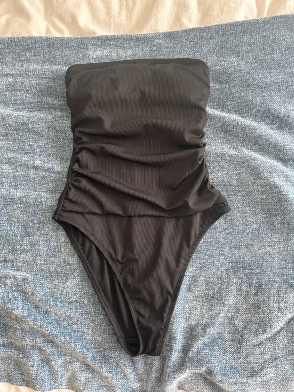 Target Strapless Black Ruched One-Piece Swimsuit